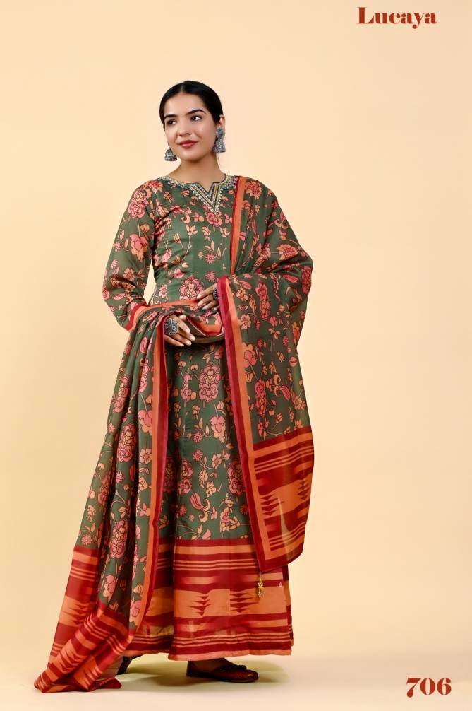 Lucaya Vol 7 Kalamkari Printed Dupatta With Gown Catalog
